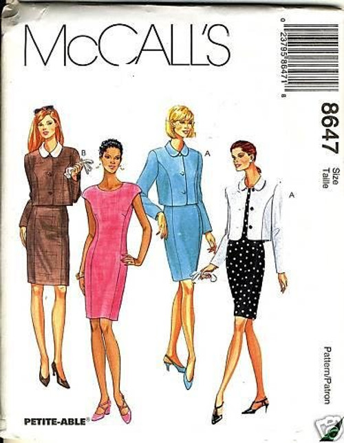 McCall's Sewing Pattern 8647 Misses' Lined or Unlined Jacket and Dress Size B -8 10 12- McCall's Sewing Pattern 8647 Misses' Lined or Unlined Jacket and Dress Size B -8 10 12-