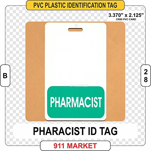 Pharmacist Badge Buddy Identification Tag PVC Plastic ID - B 28 White