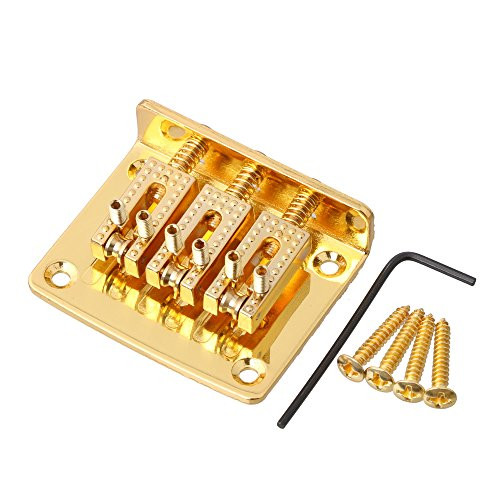 LYWS Gold 3-String Roller Saddle Guitar Top Loading Hard-tail Bridge Tailpiece for Cigar Box Guitar Parts