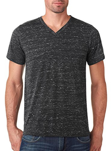 Bella mens Unisex Jersey Short-Sleeve V-Neck T-Shirt-3005--BLACK MARBLE-L