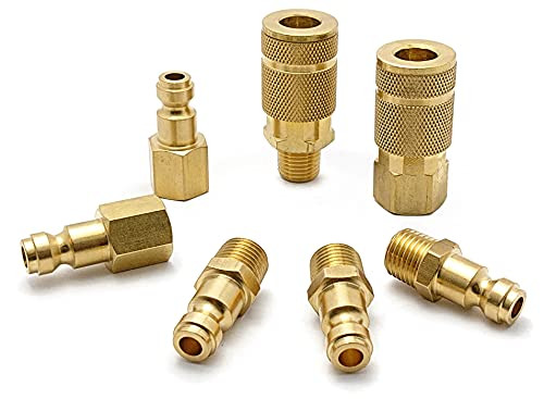 Tanya Hardware Coupler and Plug Kit -7 Piece- Automotive Type C 1-4 in. NPT Solid Brass Quick Connect Air Fittings Set