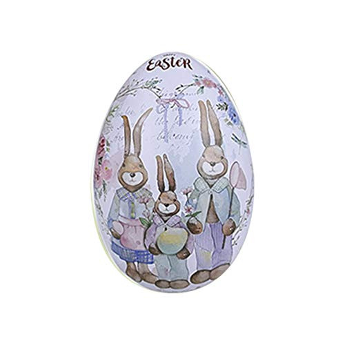 Metallic Easter Egg Candy ContainerMetal Easter Bunny Tinplate Egg Holder Box Trinket Tin Candy Packaging Box Tin for Easter Basket Stuffers Fillers Easter Eggs Hunt Treasure Chests -E-