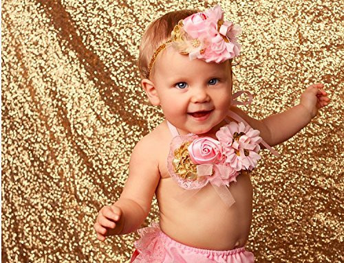 TRLYC Gold Shimmer Sequin Fabric Photography Backdrop