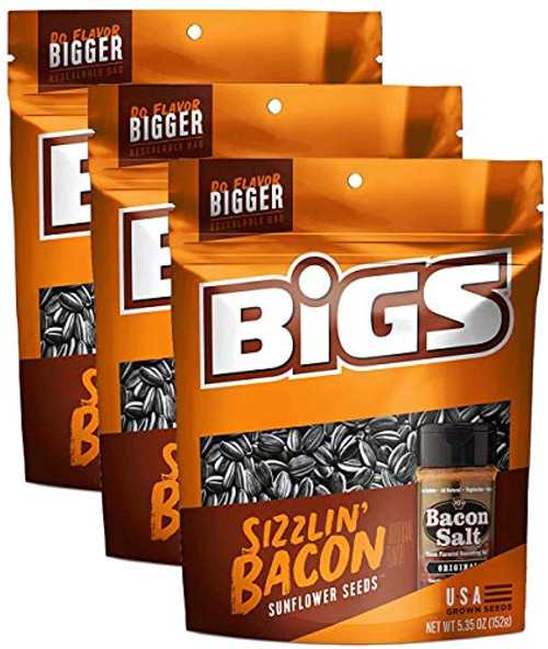 Bigs Bacon Salt Sizzling Sunflower Seed 5.35-Ounce -3 Pack- Bigs Bacon Salt Sizzling Sunflower Seed 5.35-Ounce -3 Pack-
