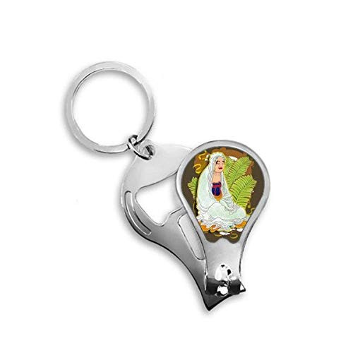Religion Eighteen Arhats Illustration Pattern Fingernail Clipper Cutter Opener Key Chain Scissor