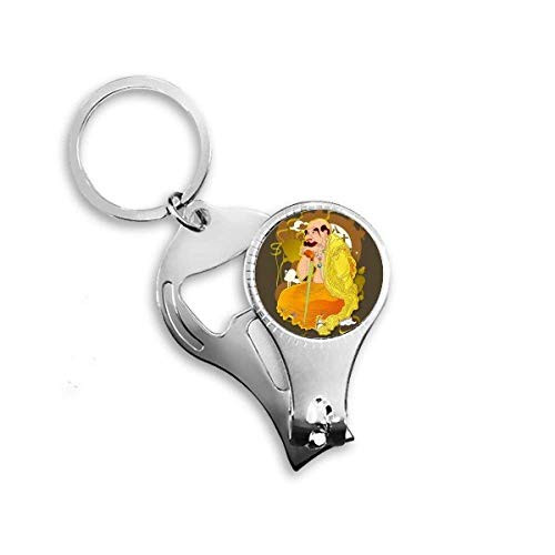 Culture Figure Eighteen Arhats Pattern Nail Nipper Ring Key Chain Bottle Opener Clipper