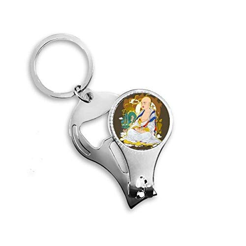 Religion Customs Eighteen Arhats Figure Nail Nipper Ring Key Chain Bottle Opener Clipper
