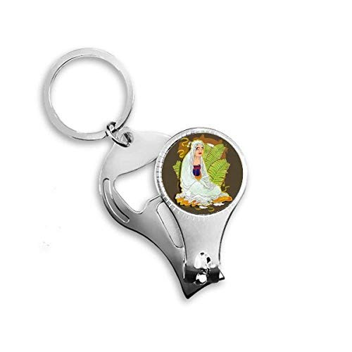 Religion Eighteen Arhats Illustration Pattern Nail Nipper Ring Key Chain Bottle Opener Clipper
