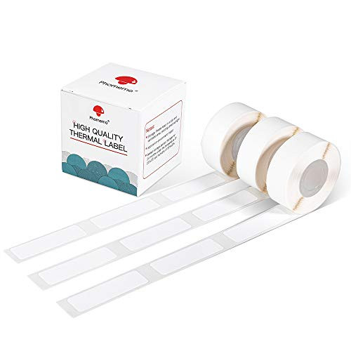 Phomemo D30 Thermal Label self-Adhesive Label D30 Label Maker Tape 1-2" X 1 7-8" -14mm X 50mm- 130 Labels-Roll Sticker Paper Compatible with Phomemo D30 Label Printer White3 Roll