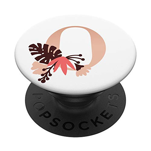Pink Coral Blush Letter O Initial Floral Flowers Monogram PopSockets Grip and Stand for Phones and Tablets