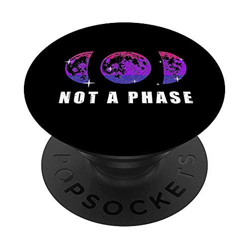 Not A Phase LGBT-Q Bi-sexual Pride Flag Proud Ally Full Moon PopSockets PopGrip- Swappable Grip for Phones  and  Tablets