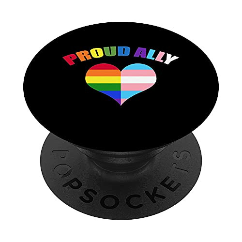 Proud Ally LGBT-Q Gay Pride Transgender Heart Rainbow PopSockets PopGrip- Swappable Grip for Phones  and  Tablets