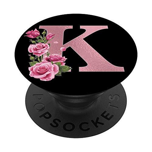 Monogram Letter K Pink Rose Gold first Name Initial K PopSockets PopGrip- Swappable Grip for Phones  and  Tablets