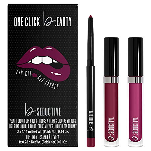 One Click Beauty b.SEDUCTIVE 3-Piece Lip Kit Longwear Makeup The Berries