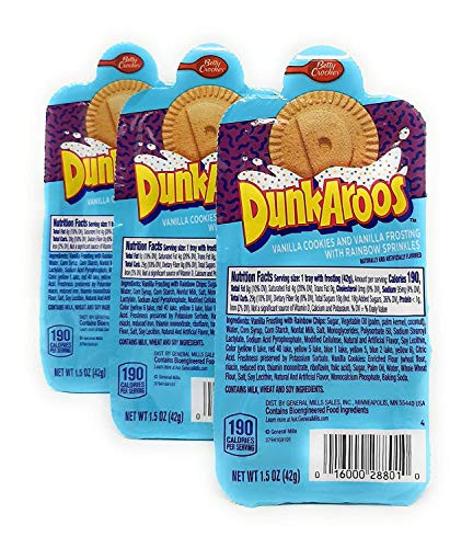 3 PACK - Dunk-A-Roos Vanilla Cookies and Vanilla Frosting W- Rainbow Sprinkles Dunkaroos Classic Retro Vintage Snack