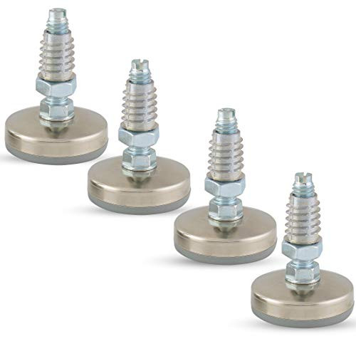 Heavy Duty Furniture Leveler Tee Nut Kit  Set of 4-3-8-16 Non-Skid Leg Levelers for Cabinets or Tables to Adjust Height of The Legs or Feet - Jam Nuts to Stabilize Each Foot -Kit with Insert Nuts-