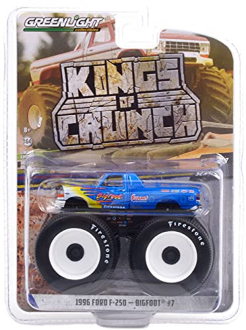 1996 Ford F-250 Monster Truck Bigfoot 7" Blue w-Flames Bigfoot at Race Rock Kings of Crunch Series 1-64 Diecast Model Car by Greenlight 49090 A 1996 Ford F-250 Monster Truck Bigfoot 7" Blue w-Flames Bigfoot at Race Rock Kings of Crunch Series 1-64 Diecast Model Car by Greenlight 49090 A