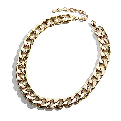 HUSION 14K Gold Plated Link Chain Necklace for Women Girls Chunky Chain Choker Beaded Collar Necklace Punk Gold Jewelry Come with Gift Bag HUSION 14K Gold Plated Link Chain Necklace for Women Girls Chunky Chain Choker Beaded Collar Necklace Punk Gold Jewelry Come with Gift Bag