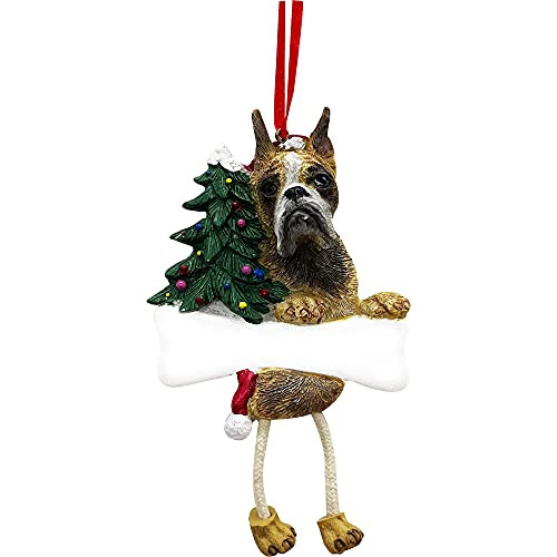 Boxer Dangling-Wobbly Leg Christmas Ornament