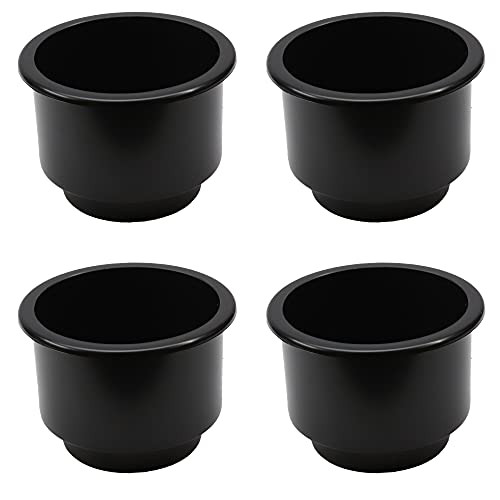 Red Hound Auto 4 Cup Holders Jumbo Plastic Pocket Recessed Insert Universal for Boat RV Car Truck Marine Pontoon Motorhome Camper Drop in Black 3.5 Inch I.D. and 4.26 Inch O.D.