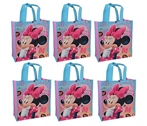 UPD Disney Minnie Mouse Reusable 12" Tote Bags, 6 Pack Party Set, Multicolor UPD Disney Minnie Mouse Reusable 12" Tote Bags, 6 Pack Party Set, Multicolor