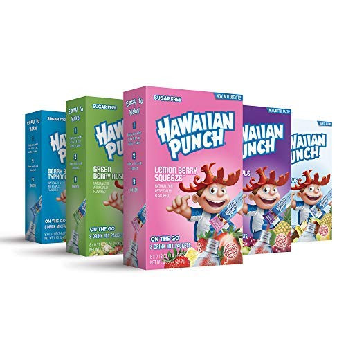 Hawaiian Punch Paradise Variety Pack Powder Drink Mix - -5 boxes 40 sticks-  Sugar Free  and  Delicious Excellent source of Vitamin C Makes 40 flavored water beverages
