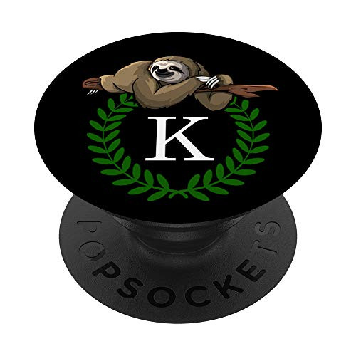 Cute Sloth Letter K Initial Monogram Sloth PopSockets Grip and Stand for Phones and Tablets