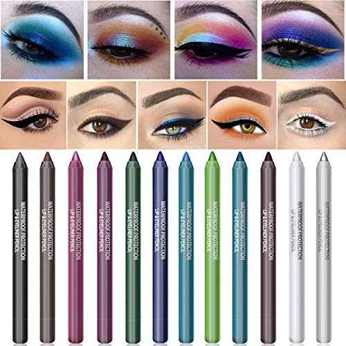 14 Colors Eye Liner Eyeshadow Pencil Eye Shadow Highlight Pen Professional Long-Lasting Milti-Functional Cosmetics Makeup Tool -1 Set - 14pcs-