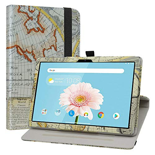 LiuShan Compatible with 10.1" TECLAST P20HD Rotating Case-TECLAST M40 Rotating Case360 Degree Rotation Stand PU Leather with Cute Pattern for 10.1" TECLAST P20HD - TECLAST M40 TabletMap White