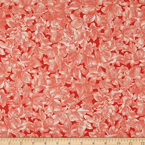 E. E. Schenck Maywood Studio Sommersville Packed Floral Fabric Peach-Red