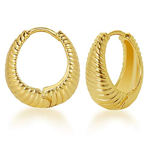 Chunky Hoop Earrings Twisted Croissant 14k Gold Filled Huggie Earrings Simple Delicate Hypoallergenic Gold Hoops Jewelry Gift