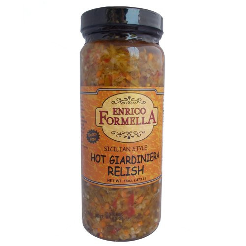 Enrico Formella  Hot Giardiniera Relish  Italian  Chicago Style Hot Pickled Vegetable Spread 16oz.