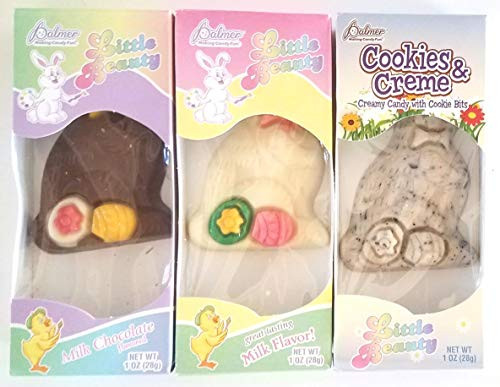 Palmer -3 Pack- Little Beauty  and  Cookies  and  Cream White  and  Milk Chocolate Bunny Easter Candy 1 oz - 28 g