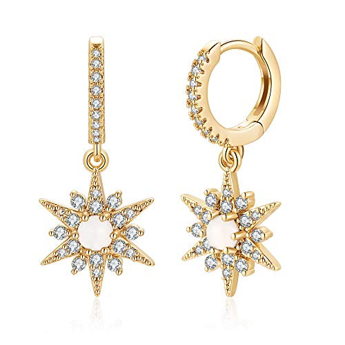 Starburst Huggie Hoop Earrings S925 Sterling Silver Post CZ Star Opal Dangle Hoop Earrings 14K Gold Plated Dainty Cubic Zirconia Hoop Earrings Dangling Huggie Star Earrings for Women Starburst Huggie Hoop Earrings S925 Sterling Silver Post CZ Star Opal Dangle Hoop Earrings 14K Gold Plated Dainty Cubic Zirconia Hoop Earrings Dangling Huggie Star Earrings for Women