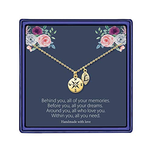 MONOOC Compass Necklaces for Women 14K 