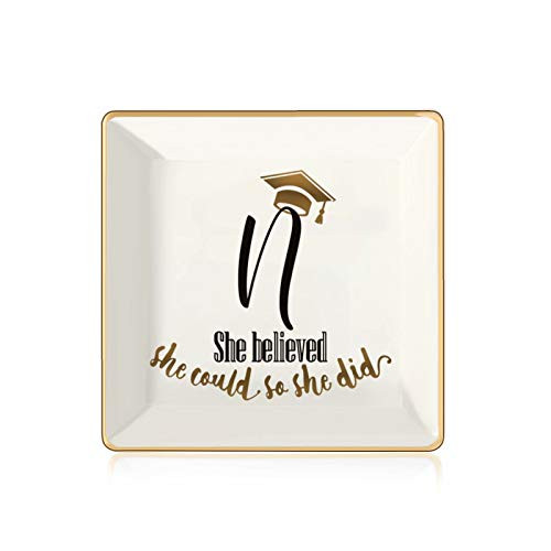 College Graduation Gifts for Her Class of 2021 Graduation Gifts Grad Present Inspirational High School Graduation Gifts for Her She Believed She Could So She Did Letter N Initial Jewelry Tray College Graduation Gifts for Her Class of 2021 Graduation Gifts Grad Present Inspirational High School Graduation Gifts for Her She Believed She Could So She Did Letter N Initial Jewelry Tray