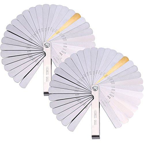 2 Pack Steel Feeler Gauge Dual Marked Metric and Imperial Gap Measuring Tool -32 Blades Feeler Gauge-
