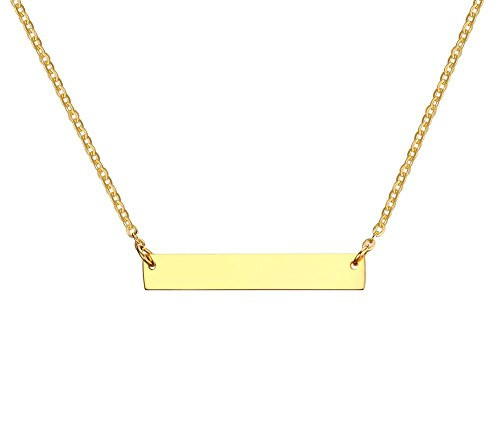 VNOX Customized 18K Gold Plated Stainless Steel Bar Pendant Necklace 20" VNOX Customized 18K Gold Plated Stainless Steel Bar Pendant Necklace 20"