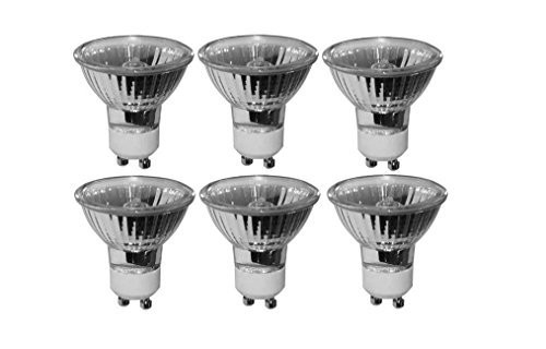 50 Watts Halogen Light Bulb MR16 GU10 Base 50w 120v Reflector Exn Flood Lights for Track Lighting Bulbs and Recessed Cans Spotlights with UV Filter Cover 50MR16-GU10-FL Pack Of 6