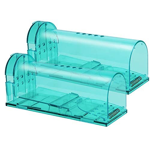 Authenzo Humane Mouse Trap Smart No Kill Mouse Trap Catch and Release Safe for People and Pet-2 Pack Cyan