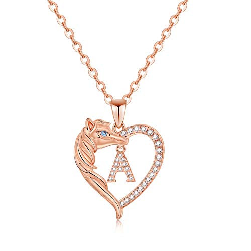Horse Gifts for Women Girls Dainty Horse Initial Necklace 14k Rose Gold Plated Cubic Zirconia Letter A Initial Pendant Forever Love Heart Necklaces Personalized Gifts Horse Necklace for Girls Women Horse Gifts for Women Girls Dainty Horse Initial Necklace 14k Rose Gold Plated Cubic Zirconia Letter A Initial Pendant Forever Love Heart Necklaces Personalized Gifts Horse Necklace for Girls Women