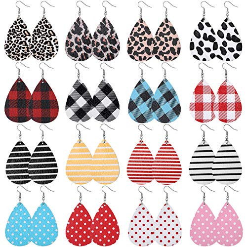UMTNOR 16 Pairs Faux Leather Earrings for Women Leaf Leopard Print Teardrop Dangle Earrings Lightweight Drop Earrings Set Jewelry -Daily Style- UMTNOR 16 Pairs Faux Leather Earrings for Women Leaf Leopard Print Teardrop Dangle Earrings Lightweight Drop Earrings Set Jewelry -Daily Style-
