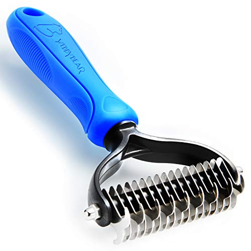 WEBBYBEAR Pet Grooming Brush - Double Sided Shedding and Dematting Undercoat Rake Comb for Dogs and Cats Safe Dematting Comb for Easy Mats and Tangles Removing WEBBYBEAR Pet Grooming Brush - Double Sided Shedding and Dematting Undercoat Rake Comb for Dogs and Cats Safe Dematting Comb for Easy Mats and Tangles Removing