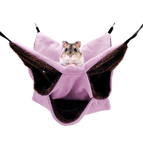 Small Pet Cage HammockRat Hammock for Cage Small Animals 3 Tier Hanging Bed Guinea Pigs Pet Nap Sack Ferret Hamster Chinchilla Parrot Sugar Glider Ferret Squirrel Hideout Accessories Bedding-Pink-