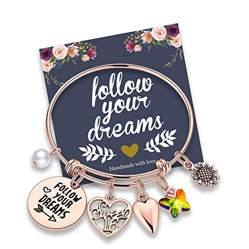 M MOOHAM Sweet 16 Gifts for Girls Bracelet 16th Birthday Gifts for Girls Daughter Granddaughter Niece Teenage Girls 16 Year Old Girl Gifts for Birthday Happy 16th Birthday