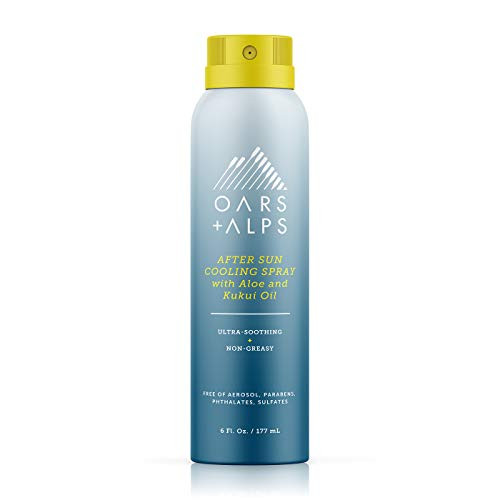 Oars  plus Alps After Sun Cooling Spray Includes Aloe Vera and Niacinamide for Sunburn Relief Green Tea Scent 6 Oz