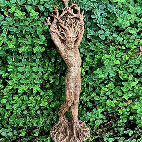 N.D 6.3 Forest God and Goddess Statue Green Man Statue Tree God Sculpted Dryad Tree Spirit Hand Painted Resin for Garden Home Office Desktop Decoration