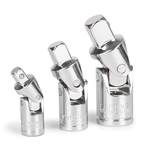 MAEXUS Universal Joint Socket 1-4" 3-8" 1-2" Universal Joint Socket Sets 3 Pcs Swivel Extension Drive U-Joints Drive Universal Joint Universal Bendable Adapter Socket Tools for Father's Day