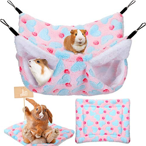 2 Pieces Guinea Pig Hamster Hanging Hammock and Warm Bed Soft Mat Set Small Pet Cage Hammock Hideout Tunnel Cave Hamster Mats for Rat Ferret Guinea Pig Squirrel Small Pet -Pink- 2 Pieces Guinea Pig Hamster Hanging Hammock and Warm Bed Soft Mat Set Small Pet Cage Hammock Hideout Tunnel Cave Hamster Mats for Rat Ferret Guinea Pig Squirrel Small Pet -Pink-