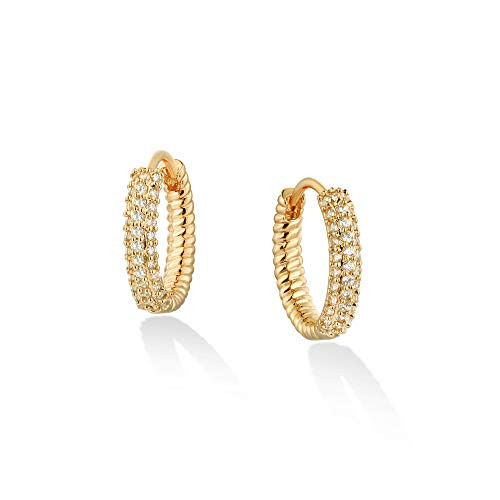 VACRONA Cubic Zirconia Huggie Earrings 14k Gold Plated Tiny Cuff Earrings Small Huggie Hoop Earrings Simple Lightweight Hoops Ear Gift for Women
